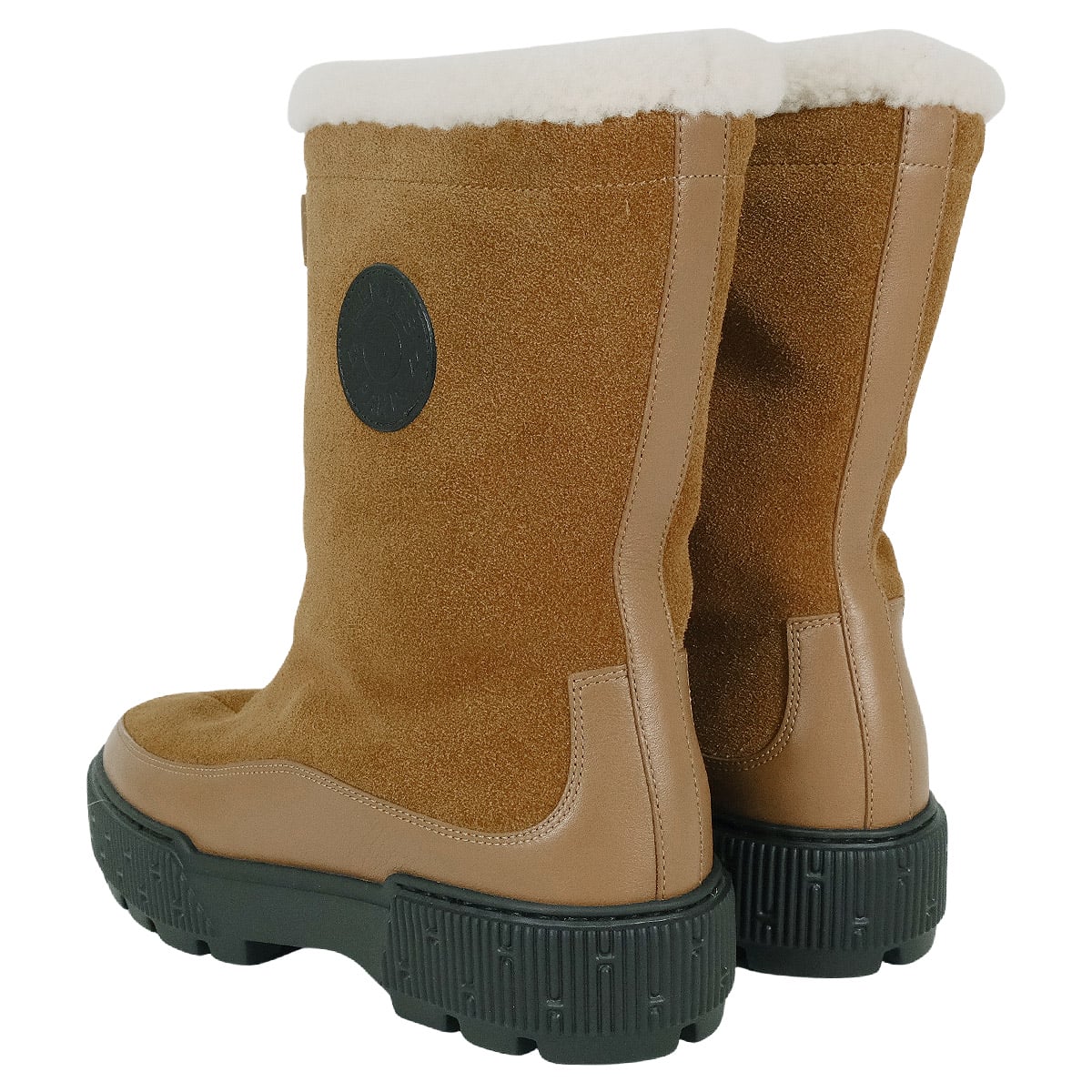 HERMES boots Ladies’ Journey Rubber Sole Brown Suede/Shearling 36[EXCELLENT][Authentic]