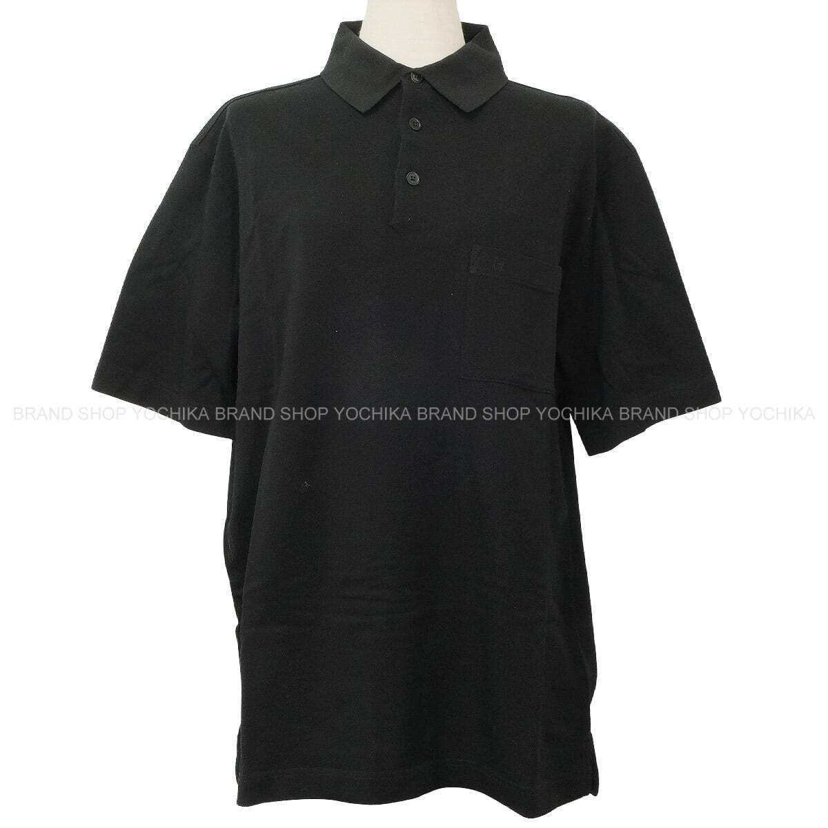 HERMES Polo shirt Men’s H Embroidery With Pocket Noir (Black) Cotton[EXCELLENT][Authentic]