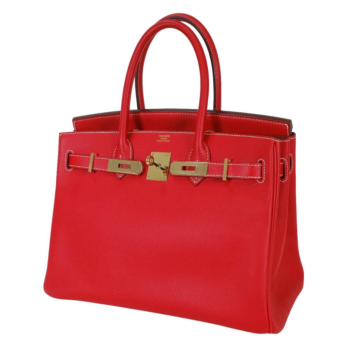 [Pre-loved] 2012 SS HERMES Handbag Birkin30 Candy Rouge Casaque/Bleu Thalassa Veau Epsom Champagne Gold HW Stamp □P[LIKE NEW][Authentic]