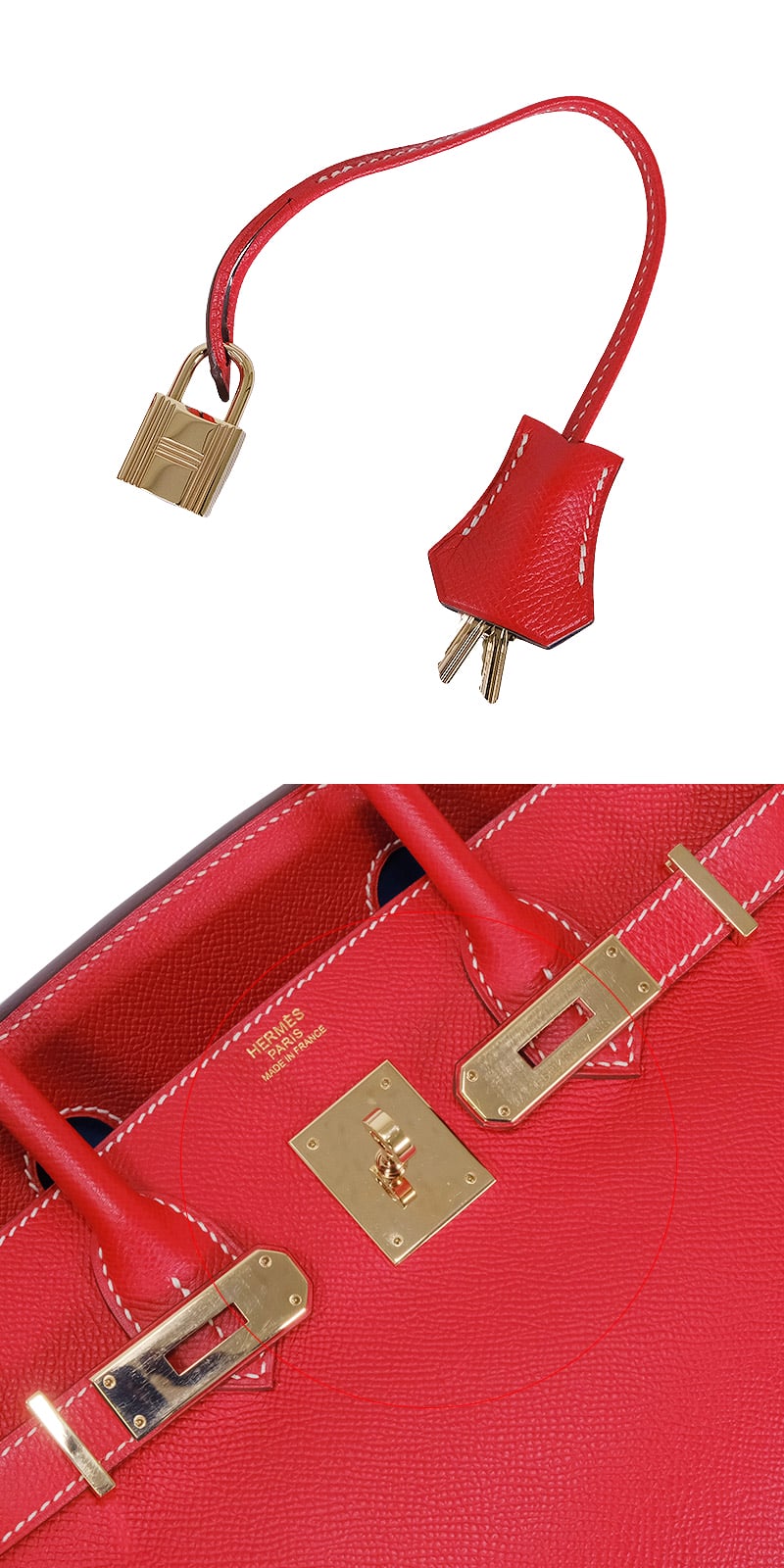 [Pre-loved] 2012 SS HERMES Handbag Birkin30 Candy Rouge Casaque/Bleu Thalassa Veau Epsom Champagne Gold HW Stamp □P[LIKE NEW][Authentic]