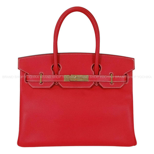 [Pre-loved] 2012 SS HERMES Handbag Birkin30 Candy Rouge Casaque/Bleu Thalassa Veau Epsom Champagne Gold HW Stamp □P[LIKE NEW][Authentic]