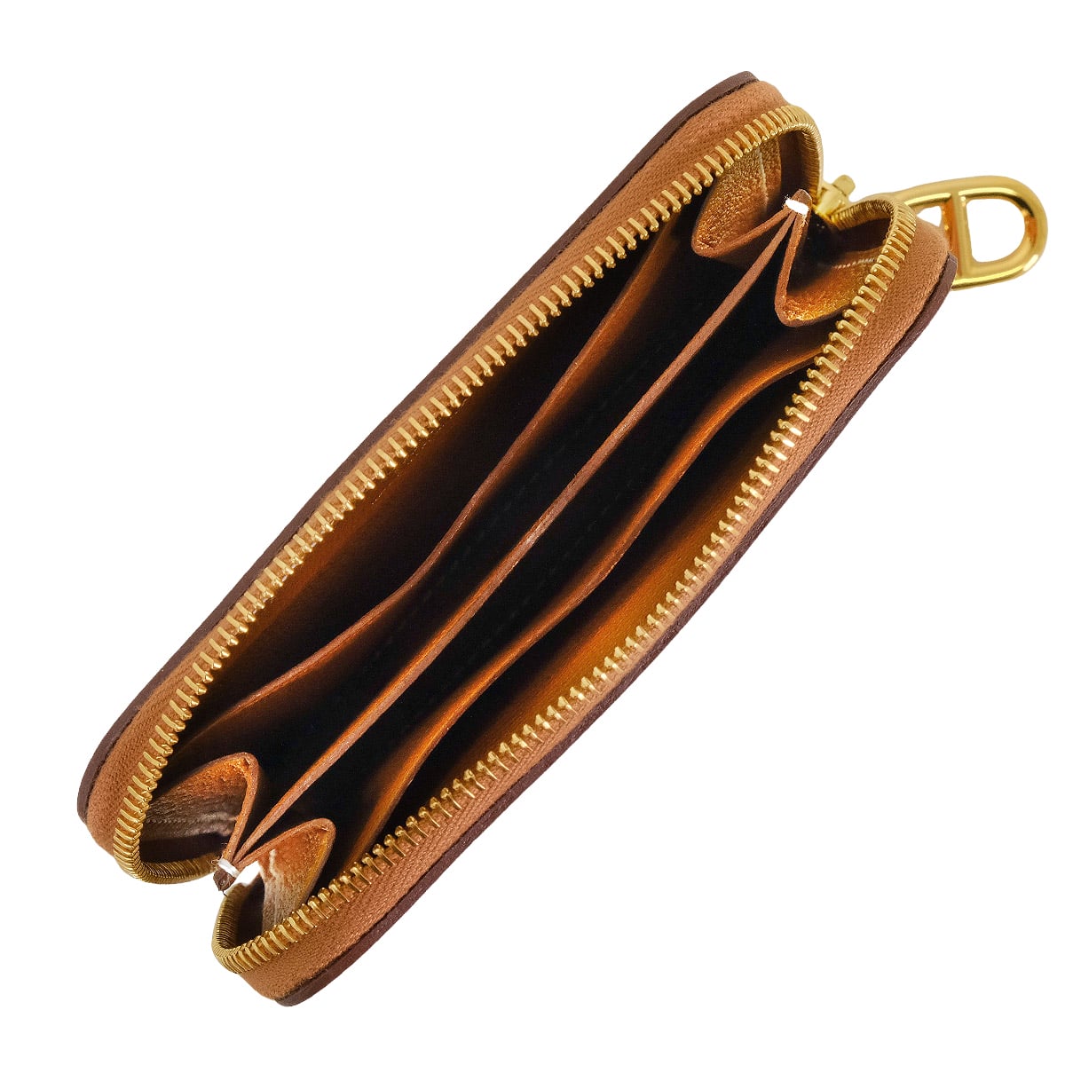 HERMES card holder Zipengo Chaine D'ancre Gold Evercolor Gold HW Stamp K H086311[EXCELLENT][Authentic]