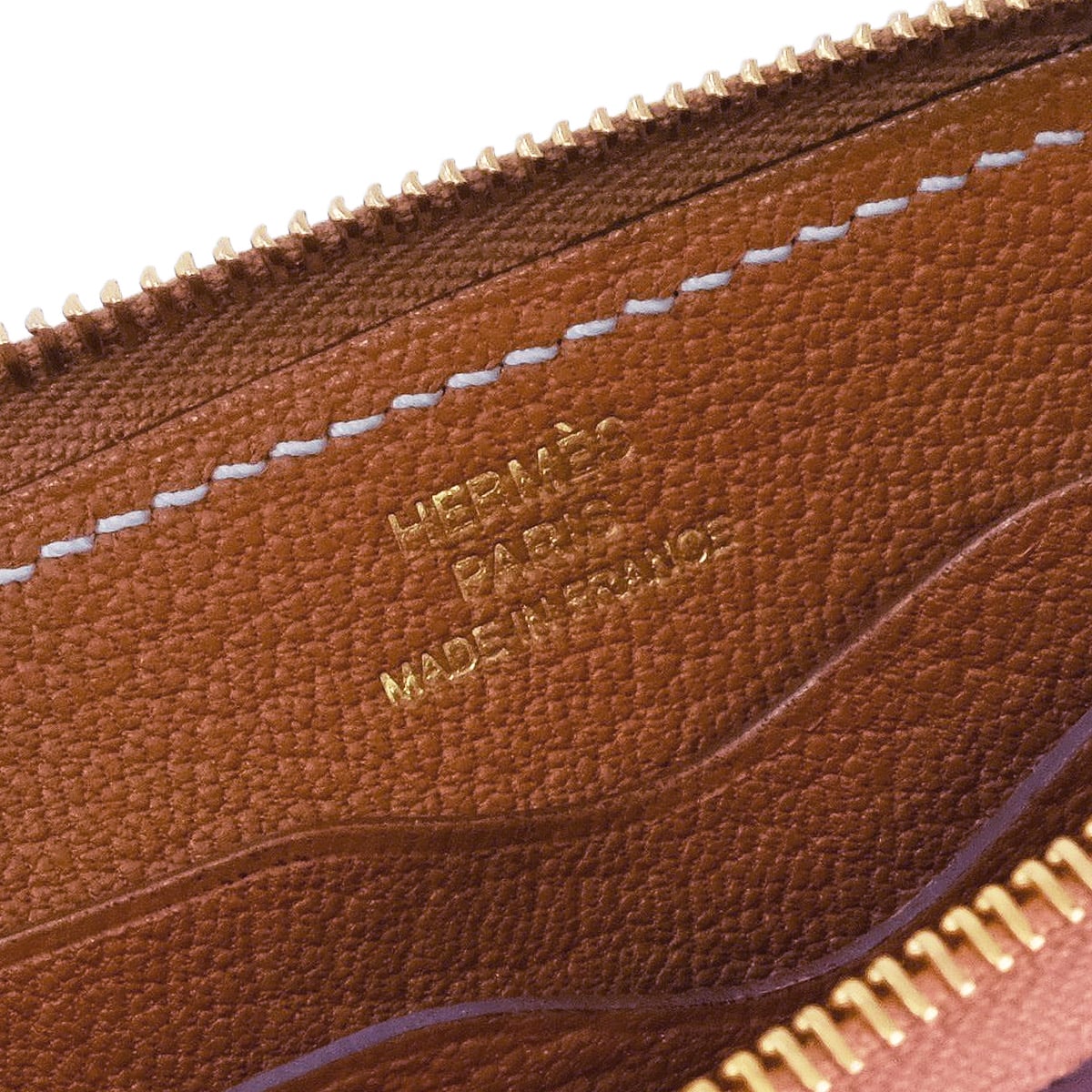 HERMES card holder Zipengo Chaine D'ancre Gold Evercolor Gold HW Stamp K[EXCELLENT][Authentic]