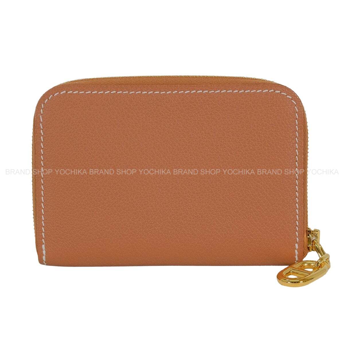HERMES card holder Zipengo Chaine D'ancre Gold Evercolor Gold HW Stamp K[EXCELLENT][Authentic]