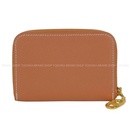 HERMES card holder Zipengo Chaine D'ancre Gold Evercolor Gold HW Stamp K[EXCELLENT][Authentic]