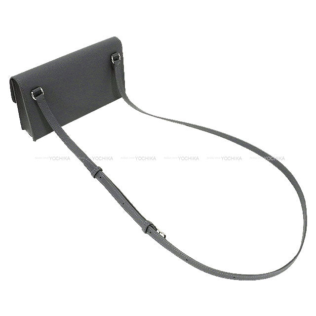 HERMES long wallet Hermesnap To Go Ardoise Veau Epsom Silver HW Stamp K[BRAND NEW][Authentic]