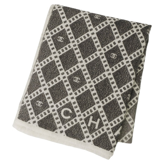 2024AW Limited CHANEL muffler Large Reversible Gradation Argyle Coco Mark lame Noir (Black)/Blanc (White)/Grey Cashmere/Silk/Polyester AAA497[BRAND NEW][Authentic]