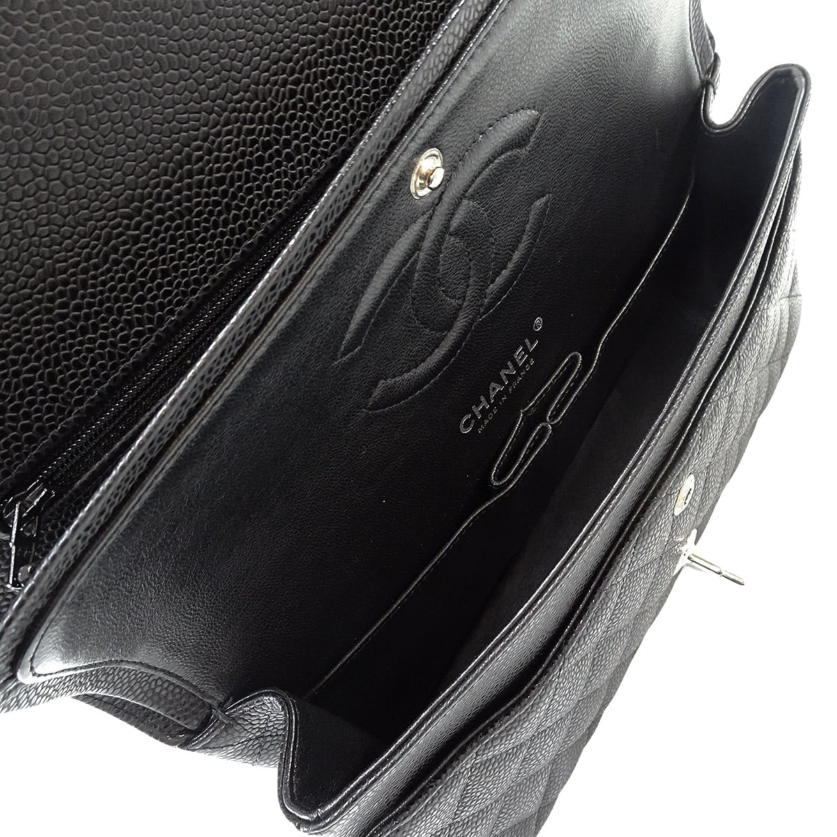 [Pre-loved] CHANEL Shoulder bag Matelasse 25 W flap Chain Noir (Black) Graind Calf(Caviarskin) Silver HW A01112[LIKE NEW][Authentic]