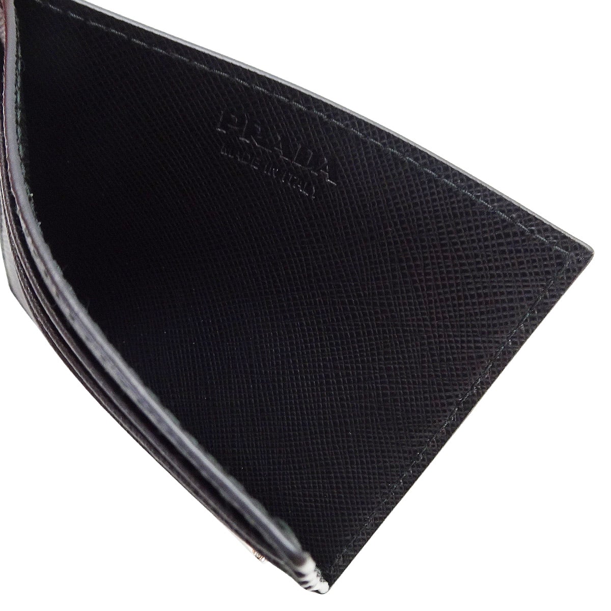 PRADA card holder Triangle Noir (Black) Saffiano leather Silver HW 2MC223[EXCELLENT][Authentic]
