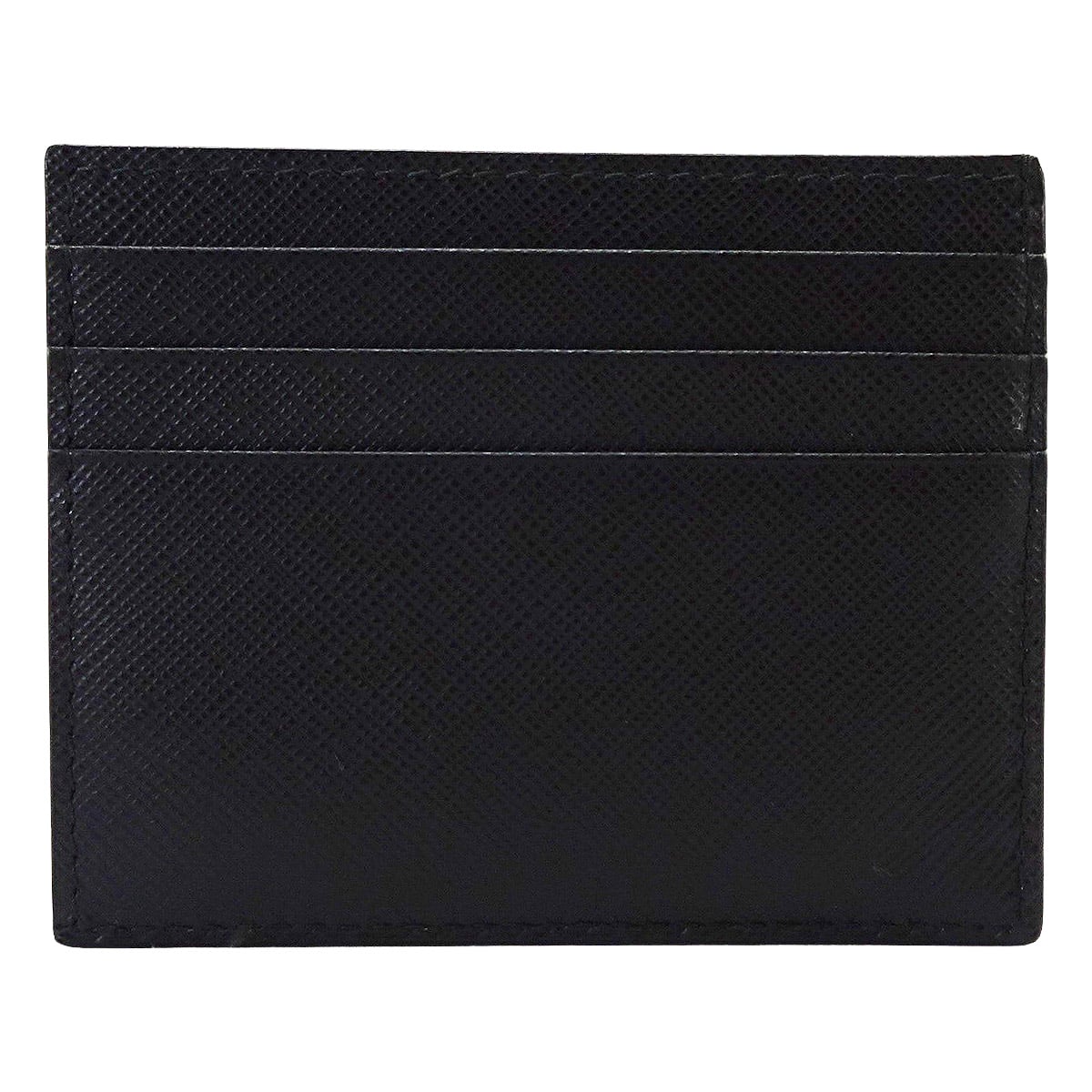 PRADA card holder Triangle Noir (Black) Saffiano leather Silver HW 2MC223[EXCELLENT][Authentic]