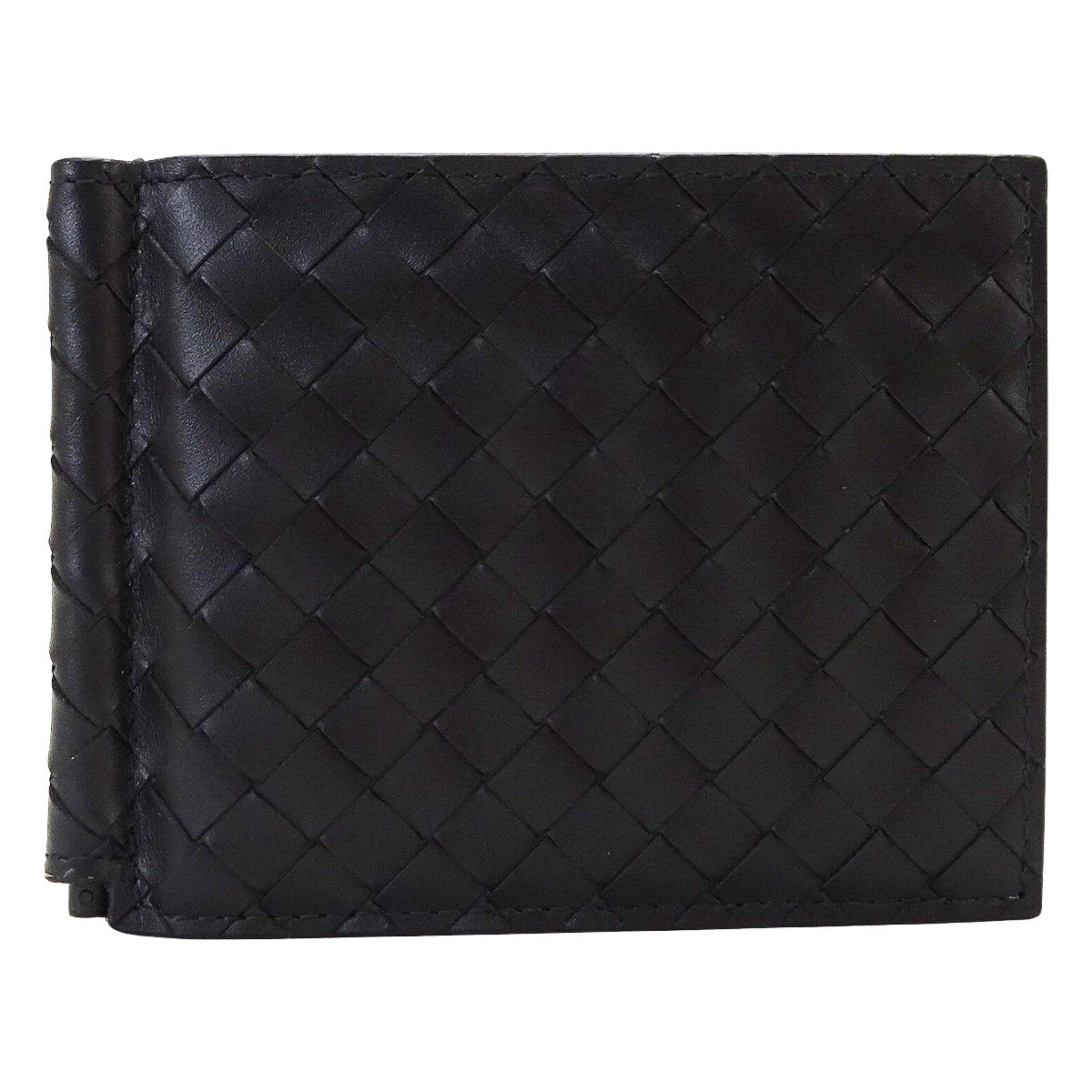 BOTTEGAVENETA Bi-fold wallet money clip intrecciato Noir (Black) Smooth Calf Mat Black HW 123180V47W18966[EXCELLENT][Authentic]