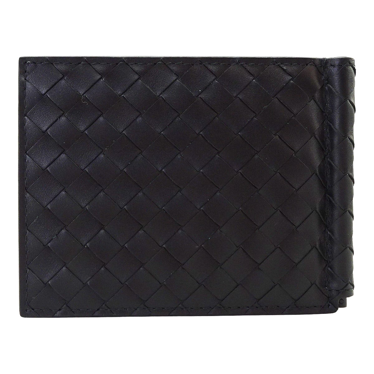 BOTTEGAVENETA Bi-fold wallet money clip intrecciato Noir (Black) Smooth Calf Mat Black HW 123180V47W18966[EXCELLENT][Authentic]