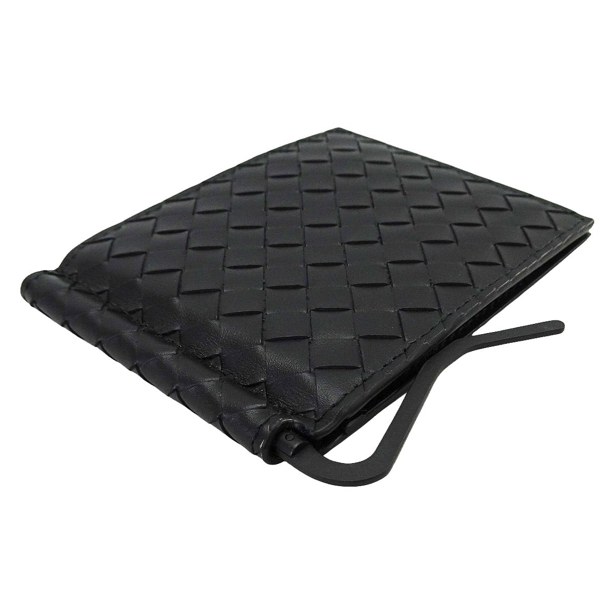 BOTTEGAVENETA Bi-fold wallet money clip intrecciato Noir (Black) Smooth Calf Mat Black HW 123180V47W18966[EXCELLENT][Authentic]