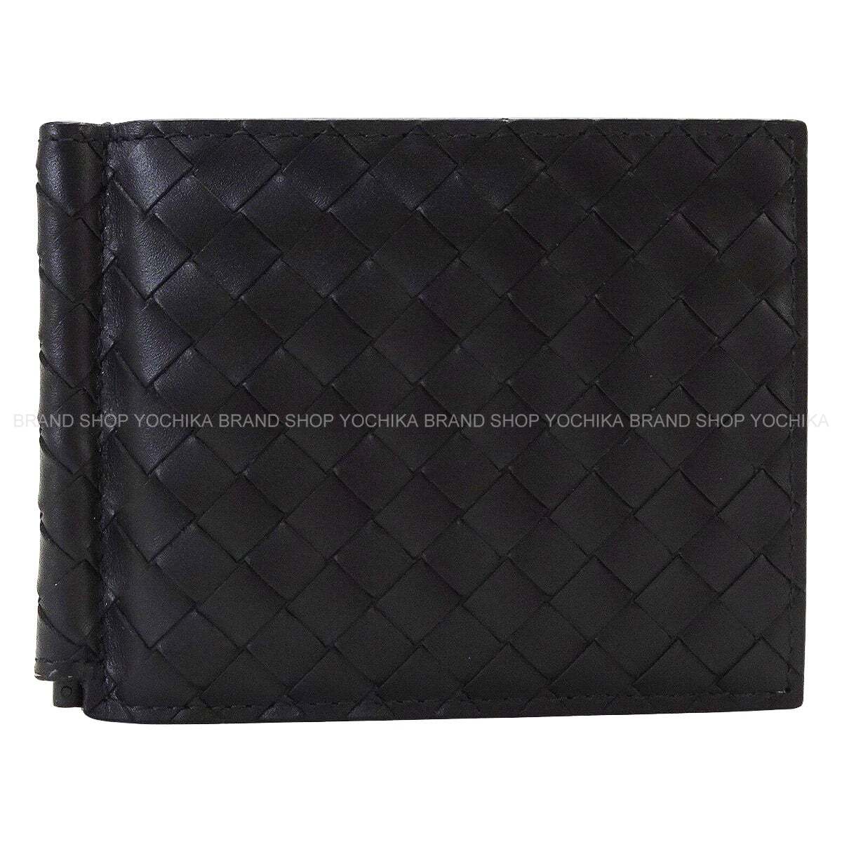 BOTTEGAVENETA Bi-fold wallet money clip intrecciato Noir (Black) Smooth Calf Mat Black HW 123180V47W18966[EXCELLENT][Authentic]
