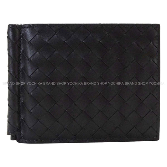 BOTTEGAVENETA Bi-fold wallet money clip intrecciato Noir (Black) Smooth Calf Mat Black HW 123180V47W18966[EXCELLENT][Authentic]