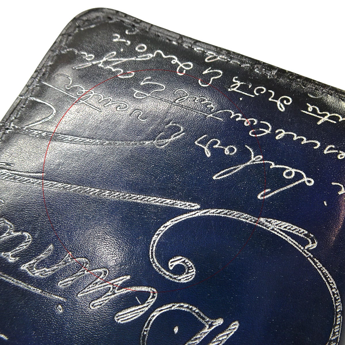 [Pre-loved] Berluti change purse Wapa Money Purse CalligraphyNavy Blue/Silver Patina Venezia calf leather[LIKE NEW][Authentic]