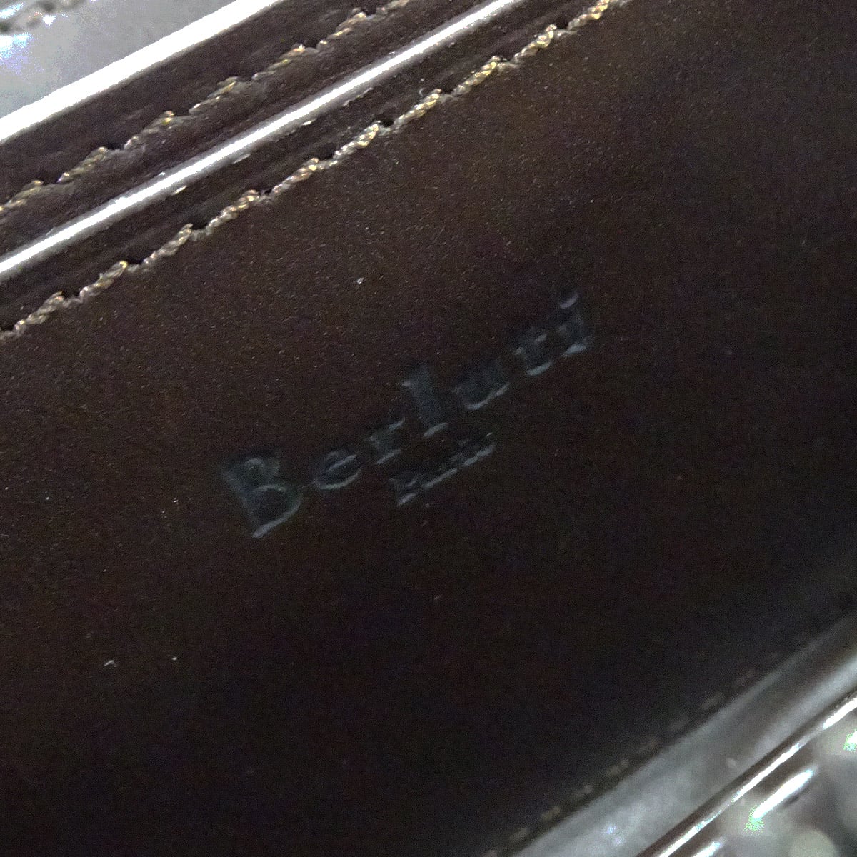 [Pre-loved] Berluti change purse Wapa Money Purse CalligraphyNavy Blue/Silver Patina Venezia calf leather[LIKE NEW][Authentic]
