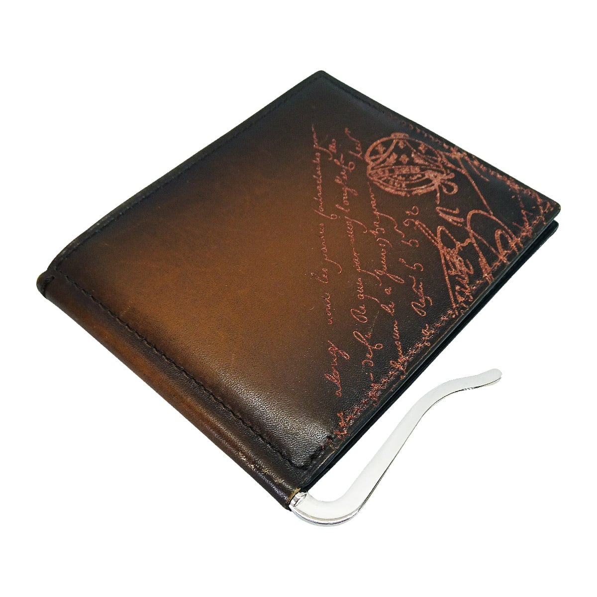 [Pre-loved] Berluti Bi-fold wallet Figure Compact Wallet Calligraphy Money ClipCacao Intenso Venezia calf leather 308102[LIKE NEW][Authentic]