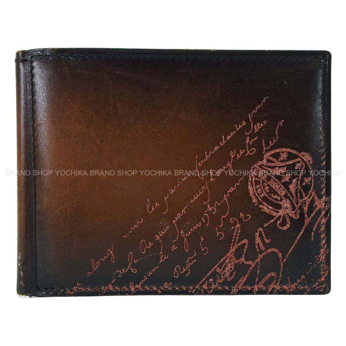 [Pre-loved] Berluti Bi-fold wallet Figure Compact Wallet Calligraphy Money ClipCacao Intenso Venezia calf leather 308102[LIKE NEW][Authentic]