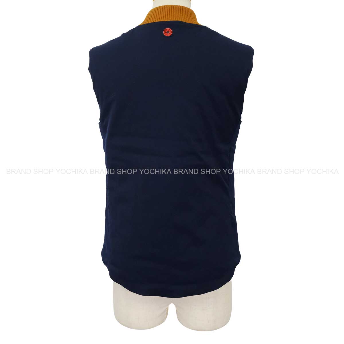 HERMES Vests Gilet TrottingNavy/Fauve Nylon/Polyurethane #XS Gold HW H800682E[EXCELLENT][Authentic]