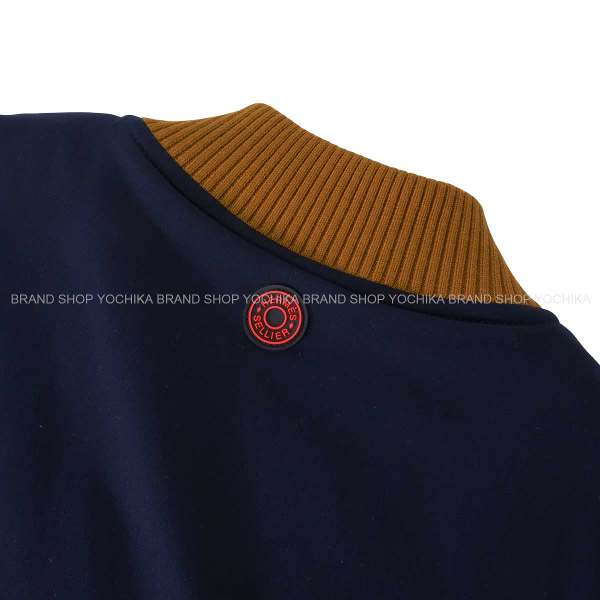 HERMES Vests Gilet TrottingNavy/Fauve Nylon/Polyurethane #XS Gold HW H800682E[EXCELLENT][Authentic]