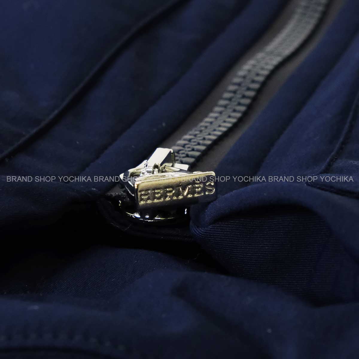 HERMES Vests Gilet TrottingNavy/Fauve Nylon/Polyurethane #XS Gold HW H800682E[EXCELLENT][Authentic]