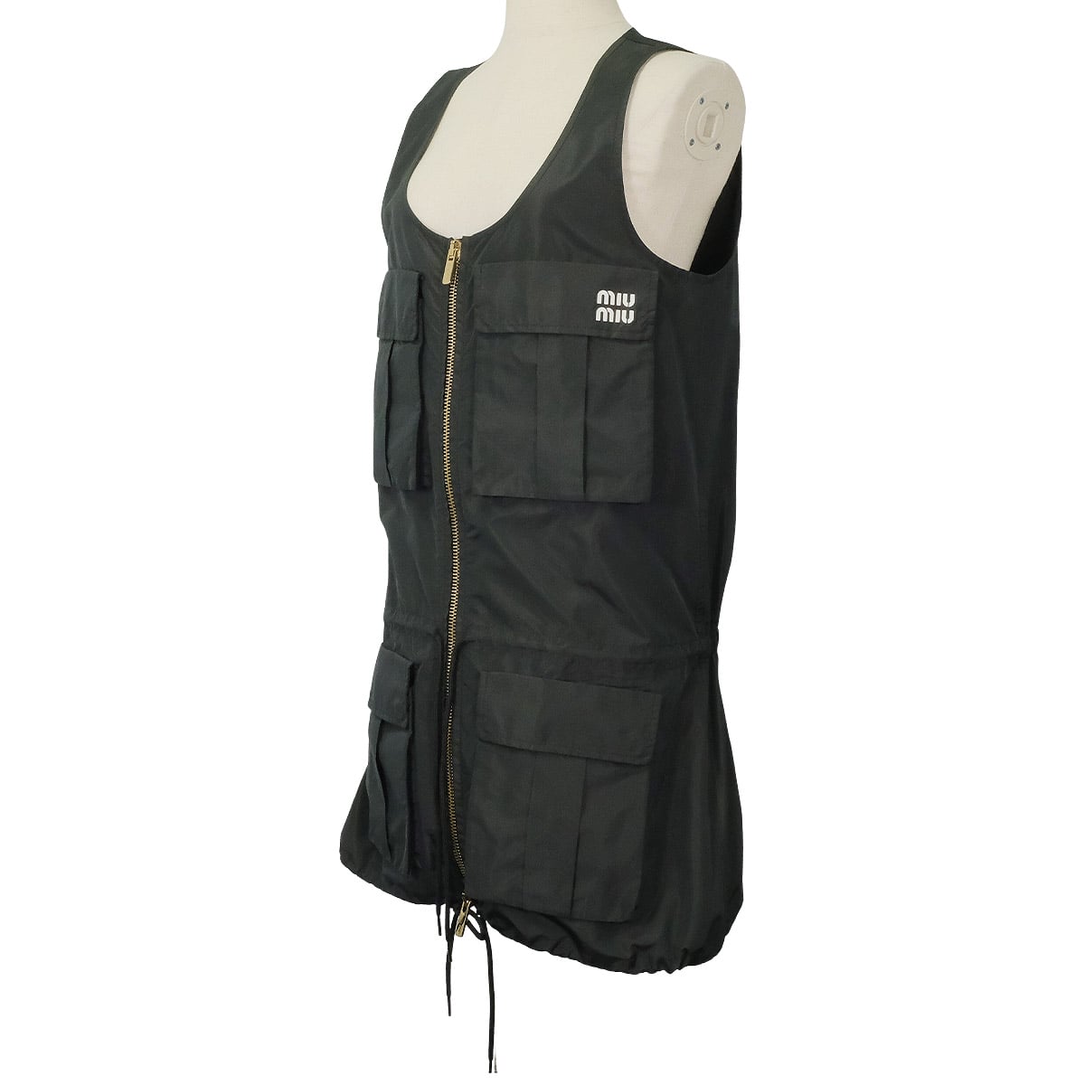 Miu Miu One‐piece dress Mini Dress Technical Fabric Noir (Black) Polyester #38 MF5279[EXCELLENT][Authentic]