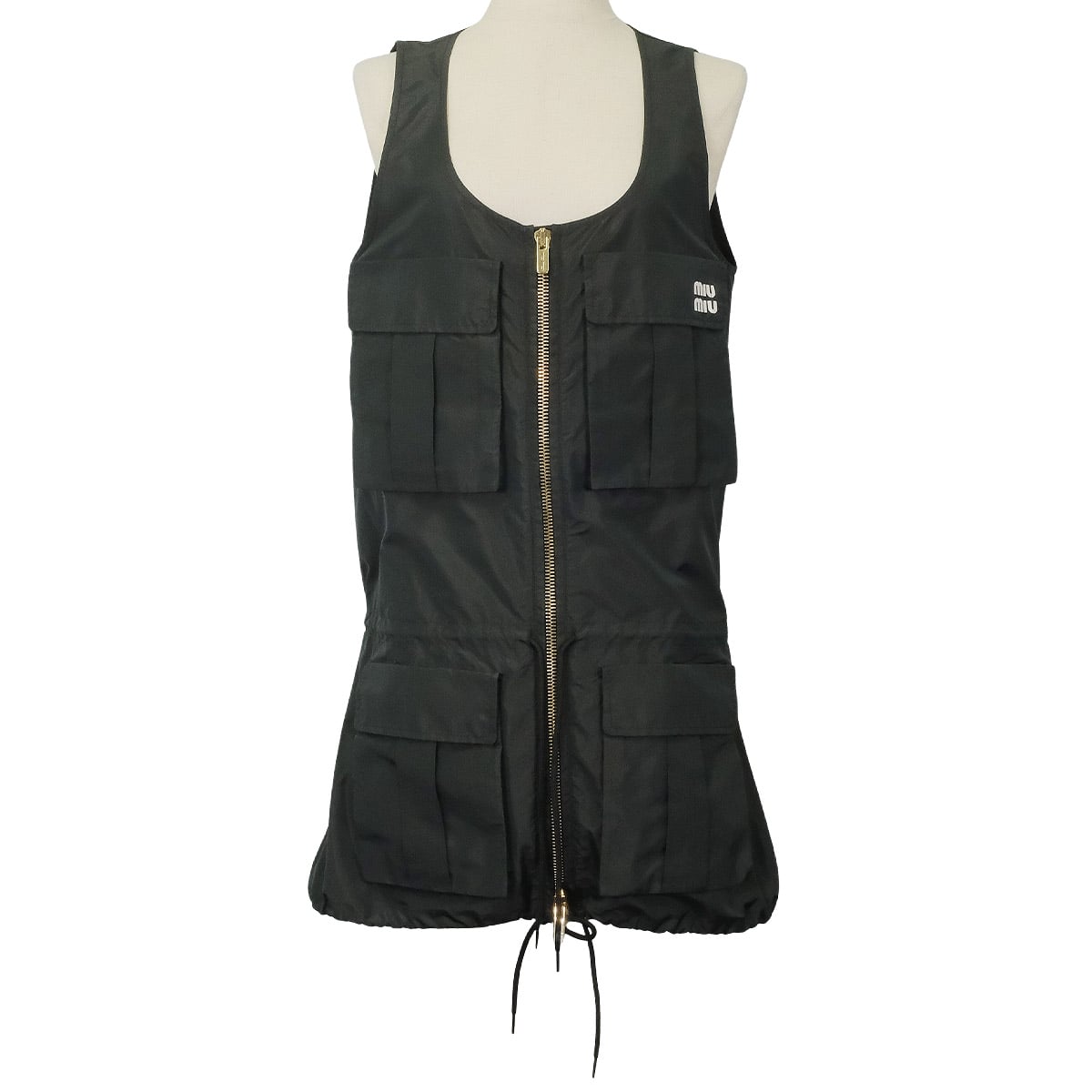 Miu Miu One‐piece dress Mini Dress Technical Fabric Noir (Black) Polyester #38 MF5279[EXCELLENT][Authentic]