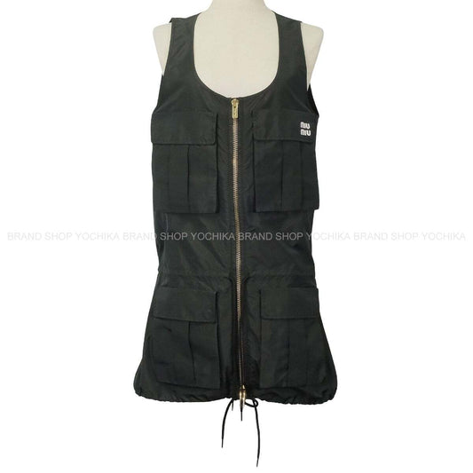 Miu Miu One‐piece dress Mini Dress Technical Fabric Noir (Black) Polyester #38 MF5279[EXCELLENT][Authentic]