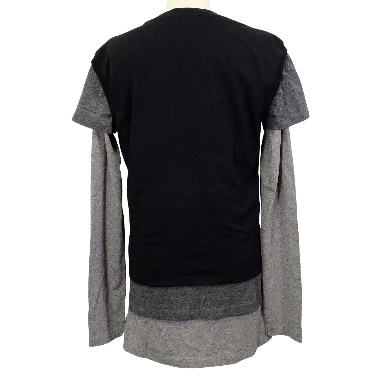 Miu Miu Layered Jersey T-Shirts 3set Noir (Black)/Grey Cotton #S MJE15[EXCELLENT][Authentic]