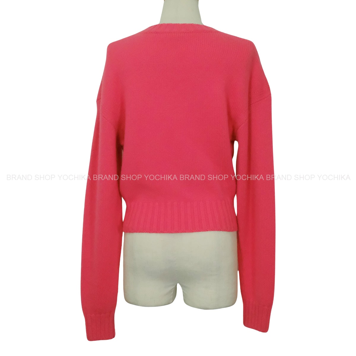 [Pre-loved] 2020SS CHANEL Sweater Logo pearl beads Pink Cashmere #38 P65189[LIKE NEW][Authentic]