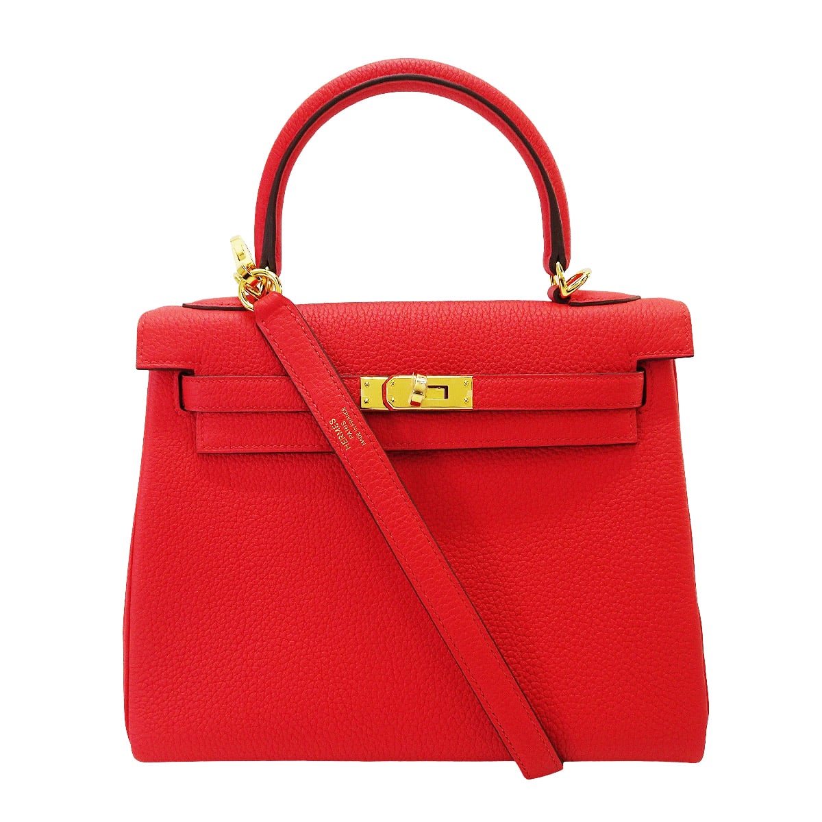 HERMES Shoulder bag Kelly25 Retourne Rouge de Coeur Veau Togo Gold HW Stamp K[BRAND NEW][Authentic]