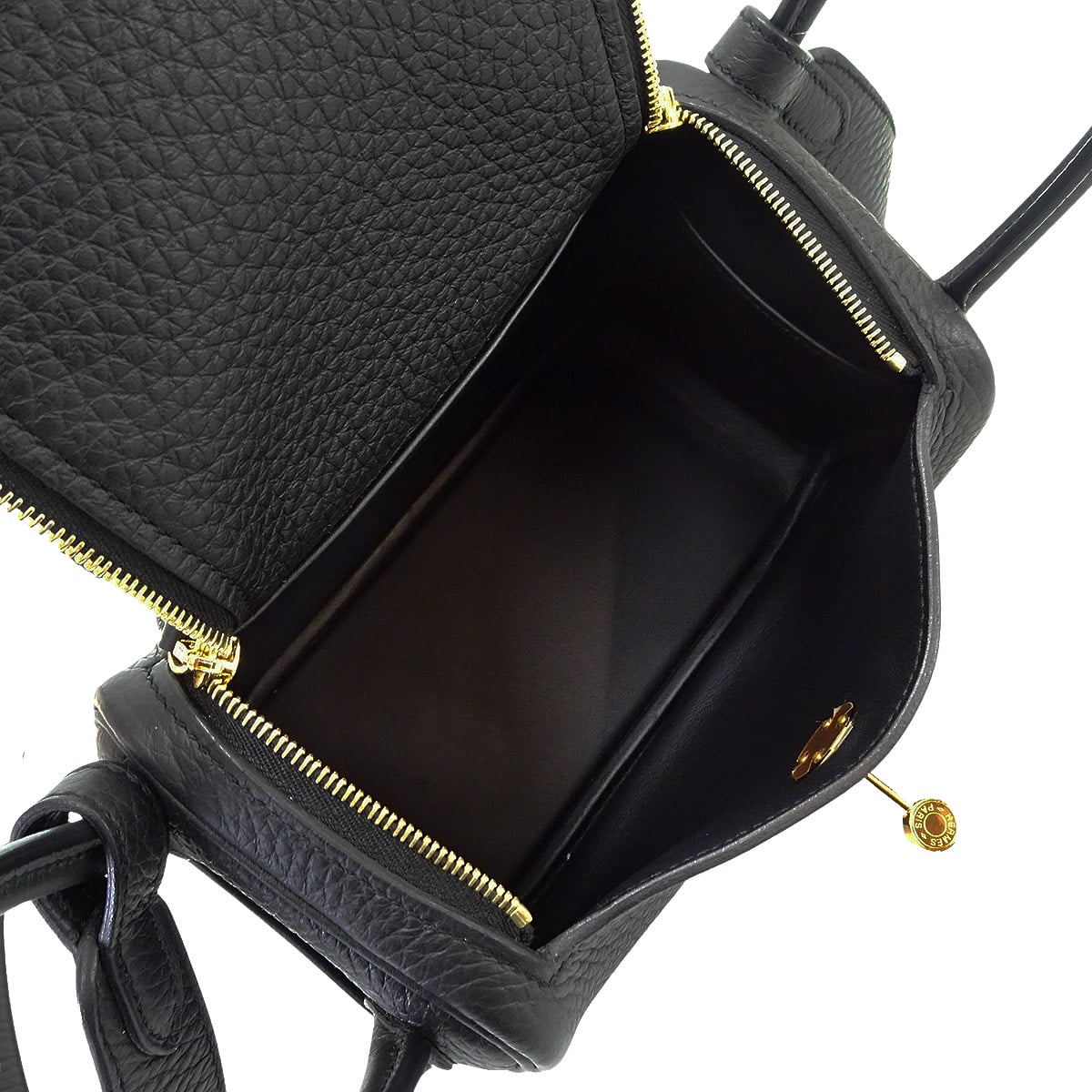 [Pre-loved] HERMES Shoulder bag Lindy mini 20 Noir (Black) Taurillon Clemence Gold HW Stamp K[LIKE NEW][Authentic]