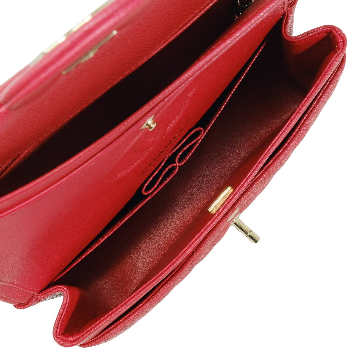 CHANEL Shoulder bag Matelasse 23 W Flap Red Graind Calf(Caviarskin) Champagne Gold HW A01113[EXCELLENT][Authentic]