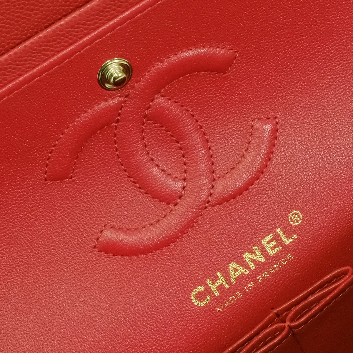 CHANEL Shoulder bag Matelasse 23 W Flap Red Graind Calf(Caviarskin) Champagne Gold HW A01113[EXCELLENT][Authentic]
