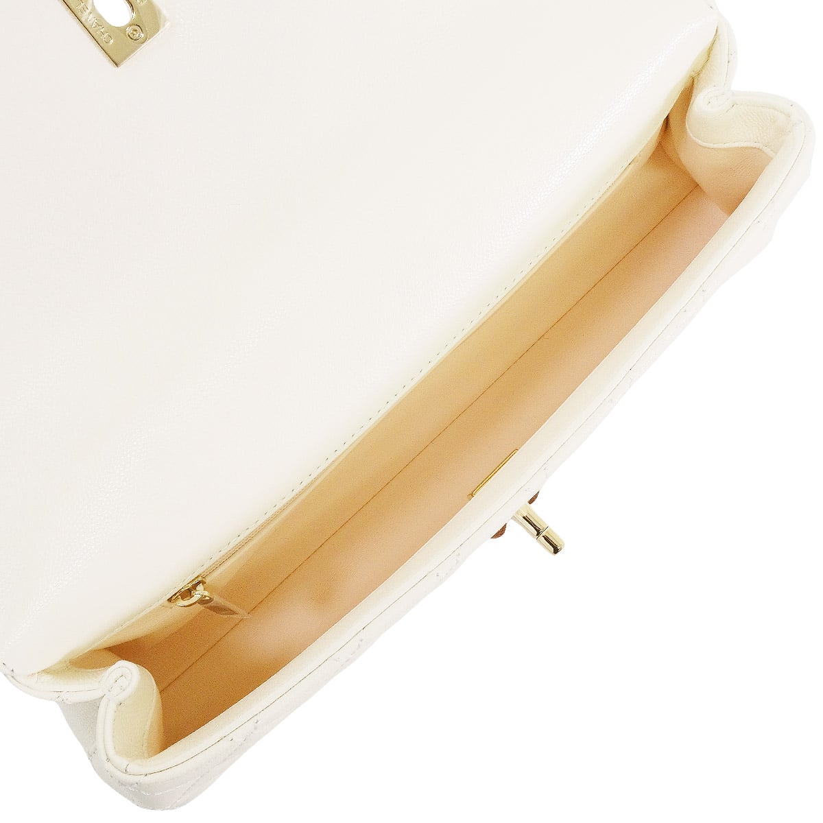 2026 SS Pre-Collection New CHANEL Shoulder bag Maxi Top Handle Flap Blanc (White) Graind Calf(Caviarskin) Champagne Gold HW AS6091[BRAND NEW][Authentic]