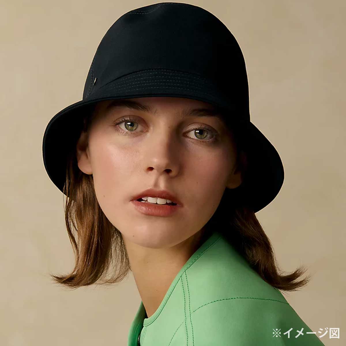 HERMES hat Calvi Milan Jersey Noir (Black) Reyon/Polyurethane[BRAND NEW][Authentic]