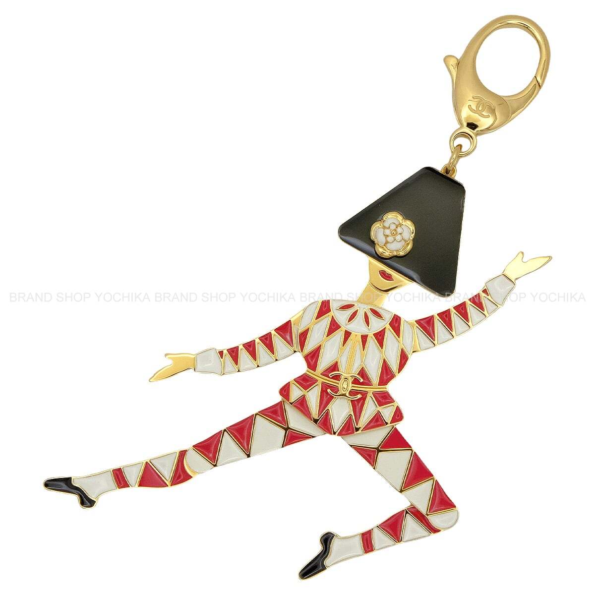 2026SS Christmas Limited New CHANEL key ring Mademoiselle Camelia Clown Motif Noir (Black)/Blanc (White)/Red Gold HW ABH058[ALMOST NEW][Authentic]