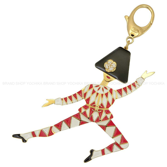 2026SS Christmas Limited New CHANEL key ring Mademoiselle Camelia Clown Motif Noir (Black)/Blanc (White)/Red Gold HW ABH058[ALMOST NEW][Authentic]