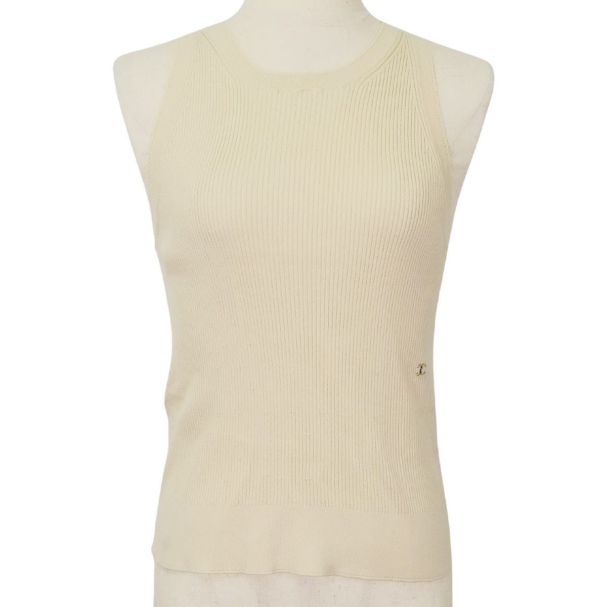 2026SS CHANEL Knit Tank top Coco Mark Beige Cotton P81326[BRAND NEW][Authentic]