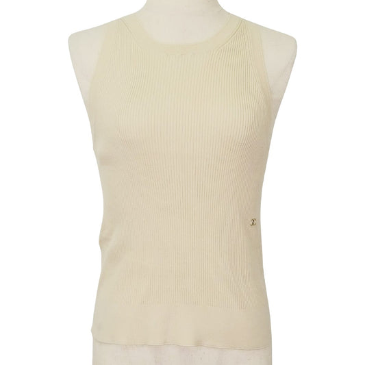 2026SS CHANEL Knit Tank top Coco Mark Beige Cotton P81326[BRAND NEW][Authentic]