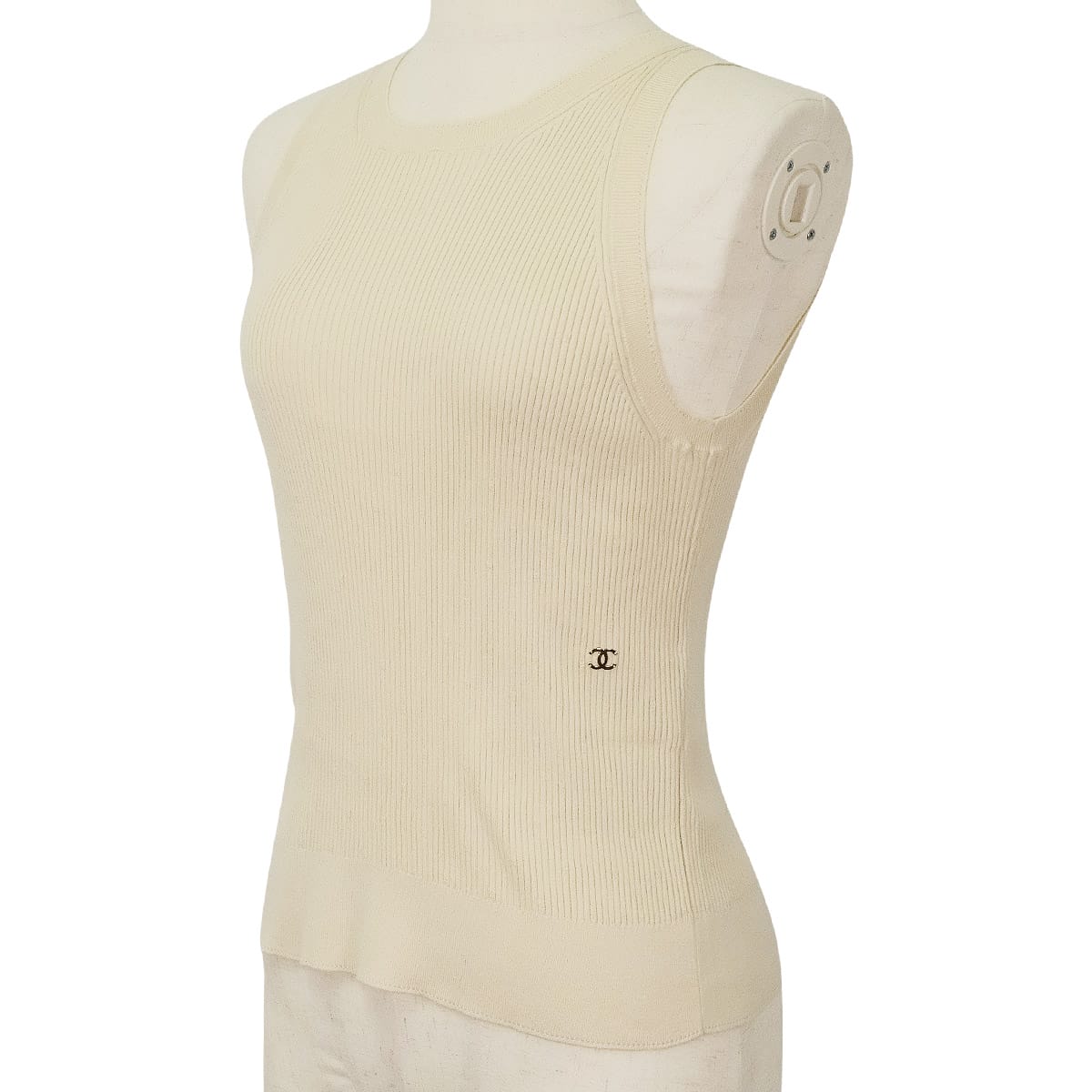 2026SS CHANEL Knit Tank top Coco Mark Beige Cotton P81326[BRAND NEW][Authentic]