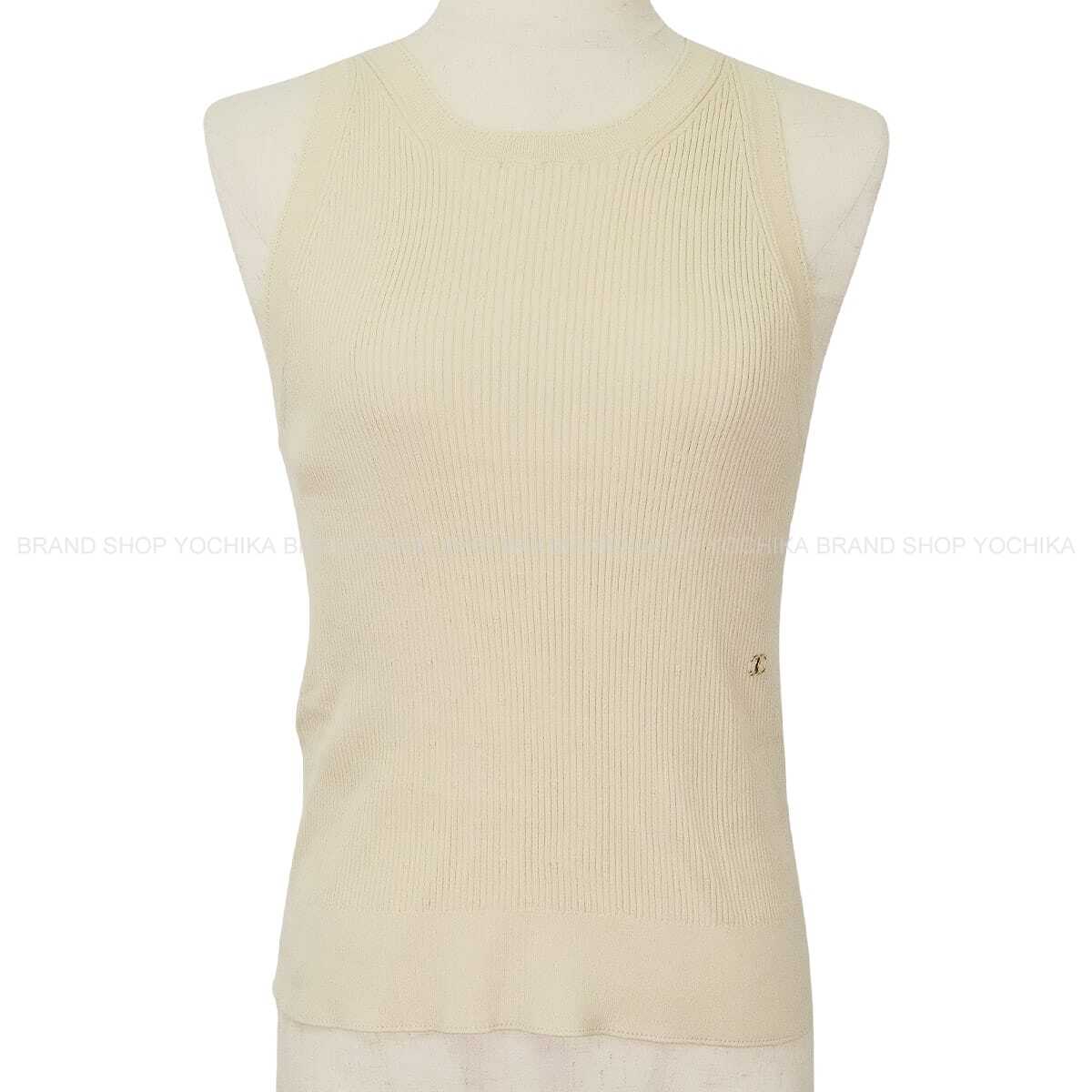 2026SS CHANEL Knit Tank top Coco Mark Beige Cotton P81326[BRAND NEW][Authentic]