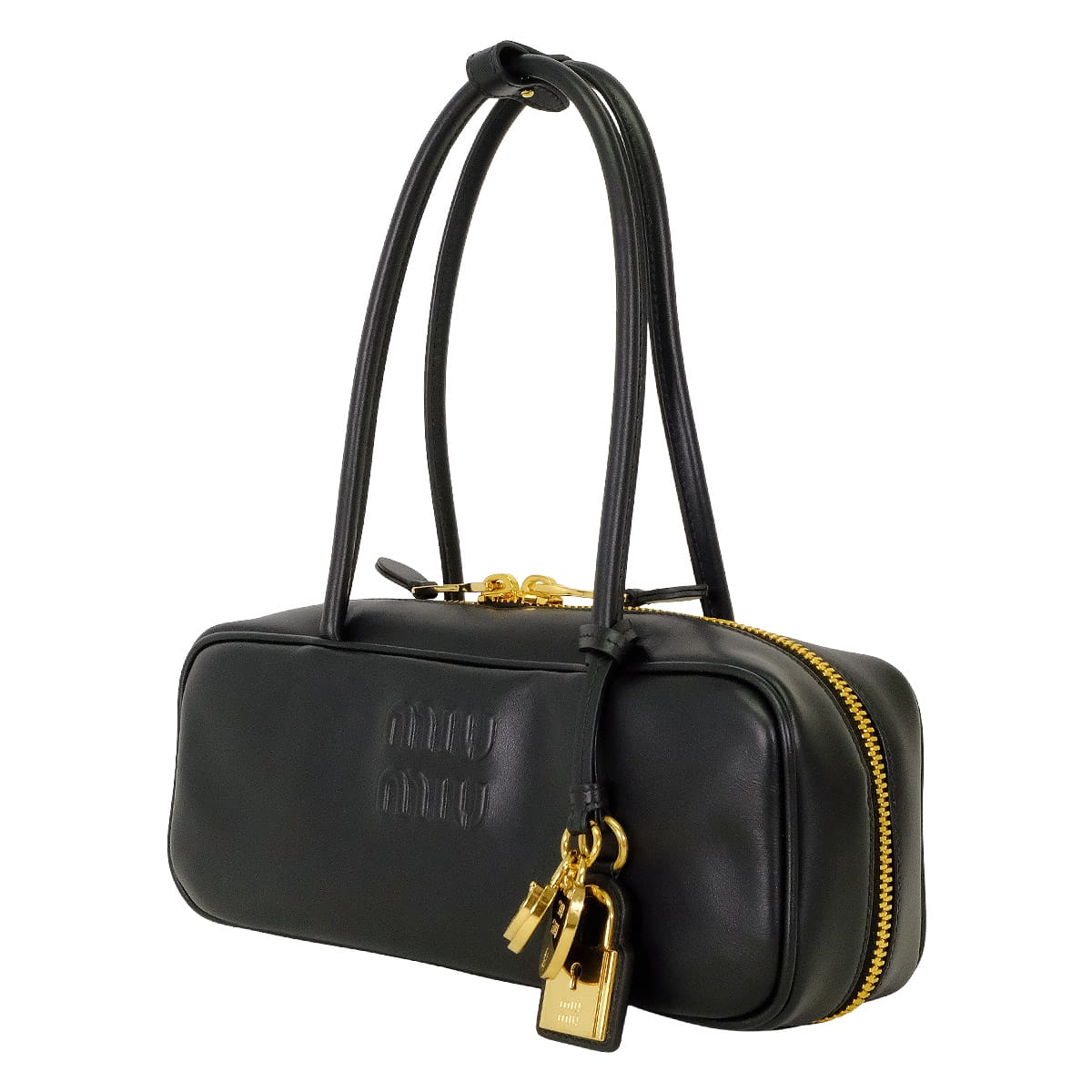 Miu Miu Handbag Beau Leather Small Noir (Black) Leather Gold HW 5BB173_2CRW_F0002_V_OTM[ALMOST NEW][Authentic]