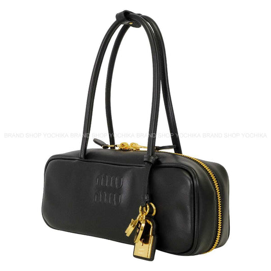 Miu Miu Handbag Beau Leather Small Noir (Black) Leather Gold HW 5BB173_2CRW_F0002_V_OTM[ALMOST NEW][Authentic]