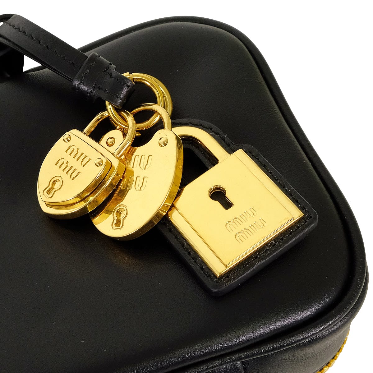 Miu Miu Handbag Beau Leather Small Noir (Black) Leather Gold HW 5BB173_2CRW_F0002_V_OTM[ALMOST NEW][Authentic]