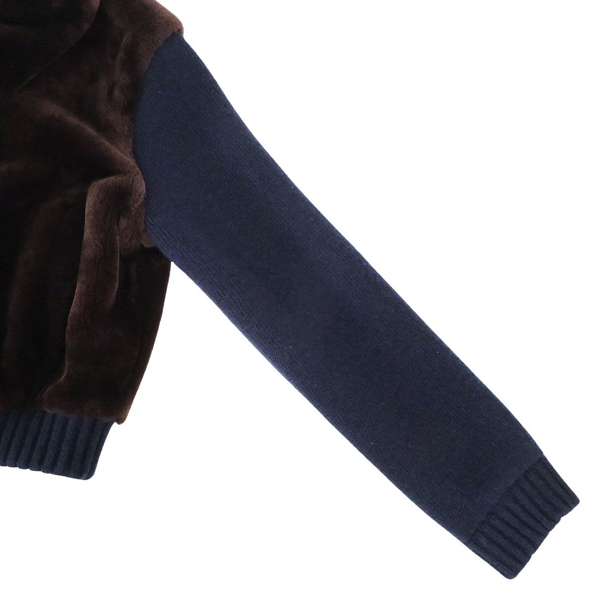 Miu Miu Blouson Shearling Knit JacketCoffee Wool/Cashmere/Polyester #38 Silver HW MPV963_177S_F0201_S_000[BRAND NEW][Authentic]