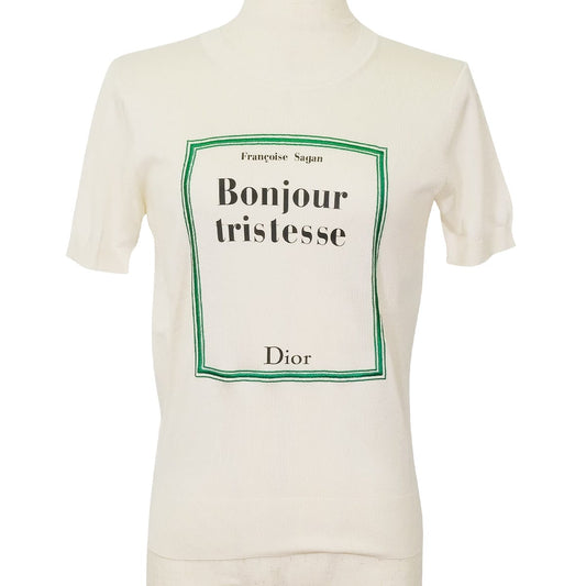 Dior Short sleeve t shirt Ladies Knit Sweater Book Cover Short sleeve Ivory Silk100% #36 624S24B6015_X0100[BRAND NEW][Authentic]