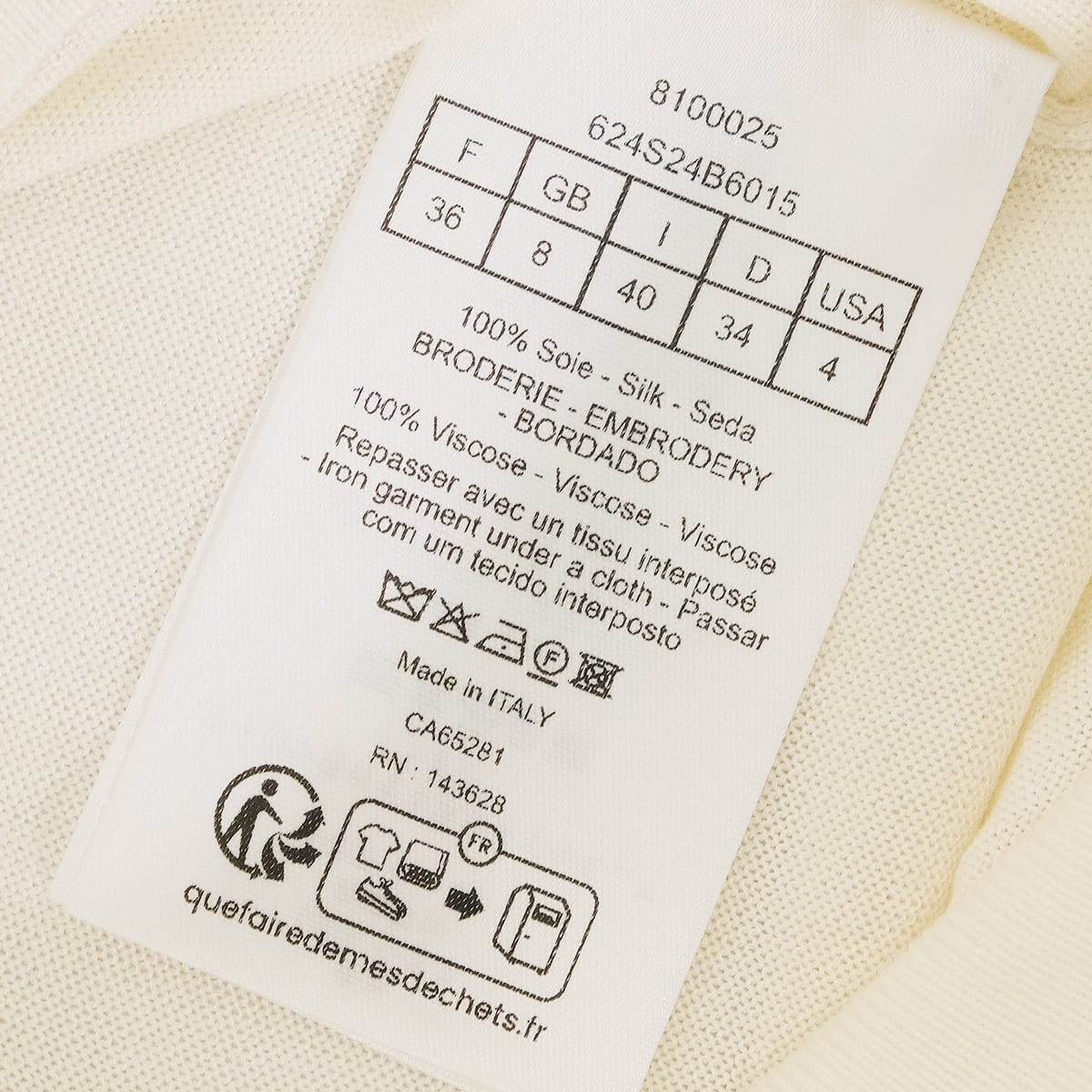 Dior Short sleeve t shirt Ladies Knit Sweater Book Cover Short sleeve Ivory Silk100% #36 624S24B6015_X0100[BRAND NEW][Authentic]