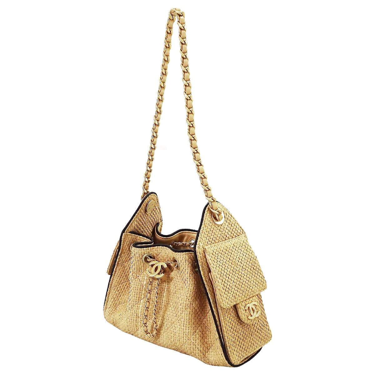 CHANEL Shoulder bag 25 Mini handbag Beige/Noir (Black) Braided raffia/calfskin/effect canvas Gold HW AS5631[BRAND NEW][Authentic]